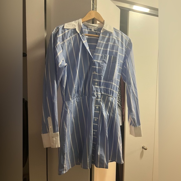 Veronica Beard Blue and White Striped Button-Up Dress - Picture 1 of 3